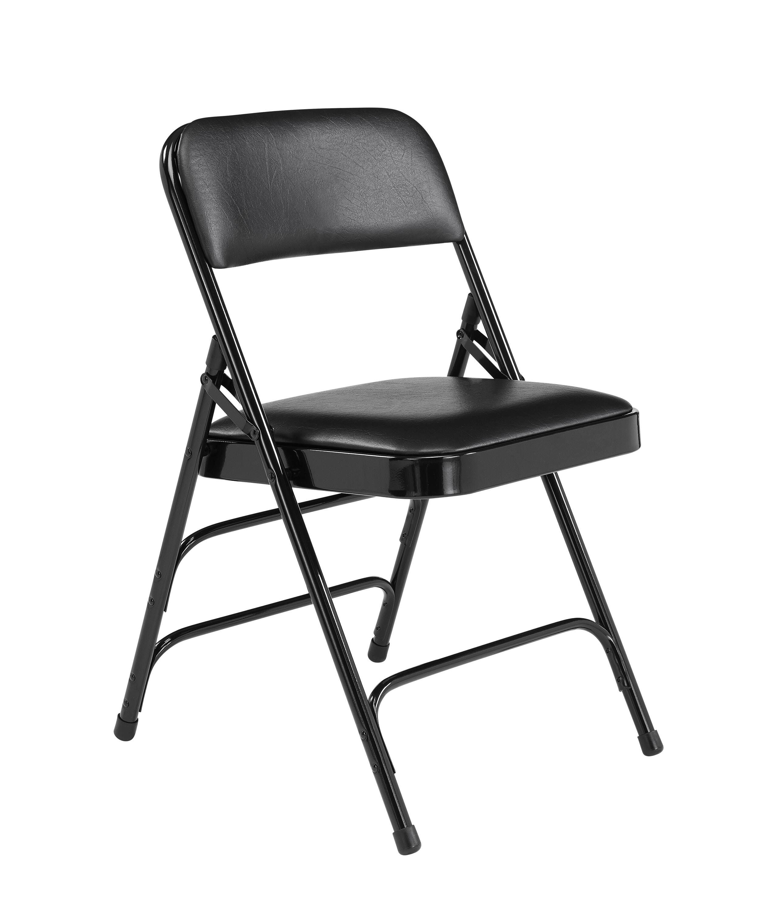 National Public Seating 1300 Premium Upholstered Folding Chair, Vinyl, 18 Gauge Steel Frame, Caviar Black, Set of 4 2051336